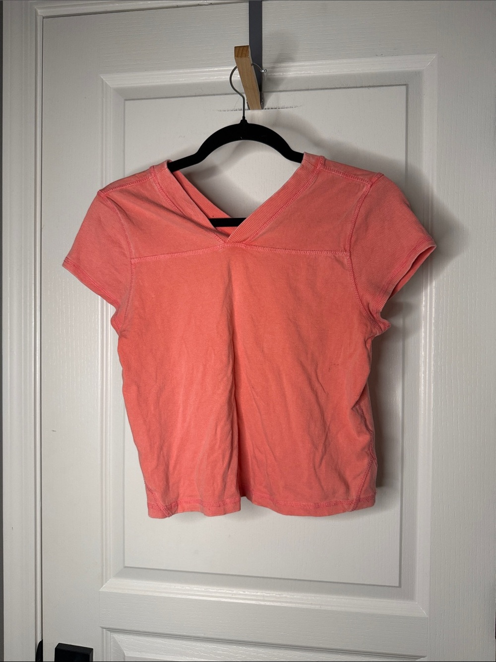 FP Movement by Free People Coral V-Neck Cap Sleeve Tee